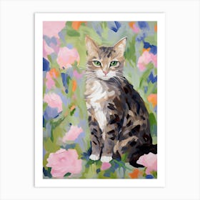 A Kurilian Bobtail Cat Painting, Impressionist Painting 4 Art Print