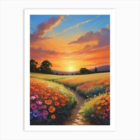 Sunset In The Field 17 Art Print