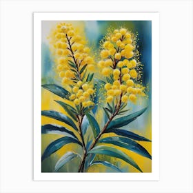 Australias National Flower Yellow Wattle Watercolor  Art Print