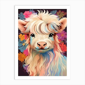 Sweet Digital Painting Of Floral Baby Cow Art Print
