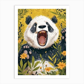 Giant Panda Growling Storybook Illustration 3 Art Print