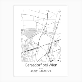 Gerasdorf Bei Wien,Austria Minimalist Map Art Print