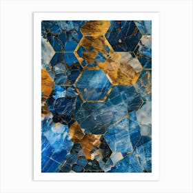 Blue And Gold Mosaic 1 Art Print