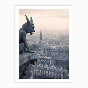 Gargoyle In Paris B&W Art Print