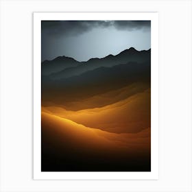 Desert Landscape At Night Art Print