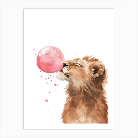 Lion Blowing Bubble Gum Art Print