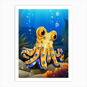 Blue Ringed Octopus Illustration 5 Art Print