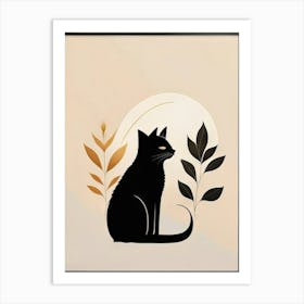 black cat mininalist portrait 10 Art Print