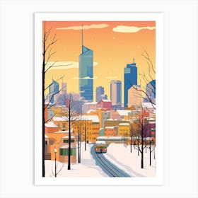 Retro Winter Illustration Frankfurt Germany Art Print