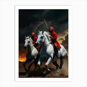 Two Knights On Horseback Art Print