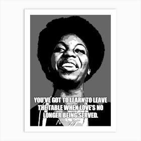 Nina Simone Grayscale with Quotes Art Print