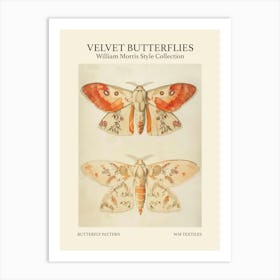 Velvet Butterflies Collection Butterfly Pattern William Morris Style 4 Art Print