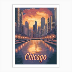 Aihrgdesign A Mid Century Modern Travel Poster For Chicago Art Print