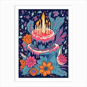 Birthday Cake Illustration 9 Art Print