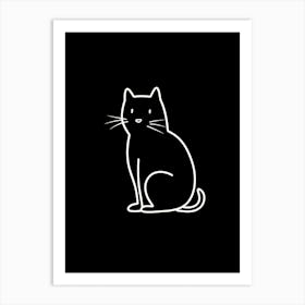 Monochrome Sketch Cat Line Drawing 2 Art Print