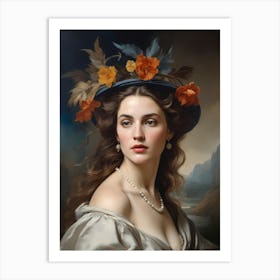Elegant Classic Woman Portrait Painting (31) Art Print
