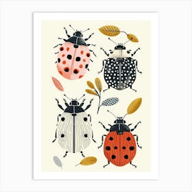 Colourful Insect Illustration Ladybug 12 Art Print