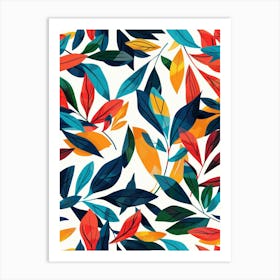 Seamless Pattern With Colorful Leaves 1 Art Print