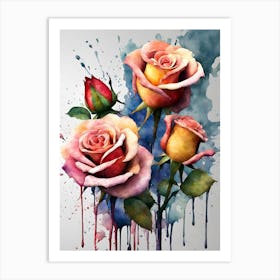 Watercolor Roses 3 Art Print