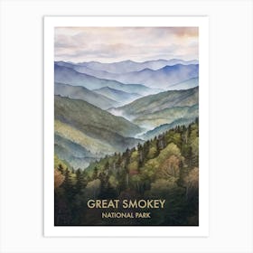 Great Smokey Park Watercolour 4 Art Print