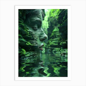 Woman'S Face In The Water Art Print