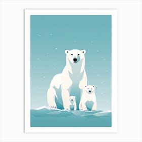 Snowy Embrace; Oil Painted Polar Bear Family Art Print