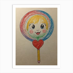 Lollipop Drawing Art Print