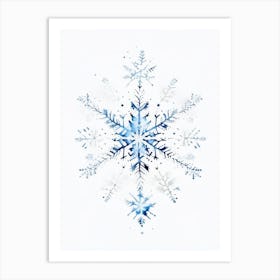 Symmetry, Snowflakes, Minimalist Watercolour 1 Art Print