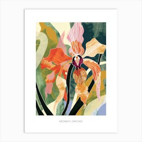 Colourful Flower Illustration Poster Monkey Orchid 2 Art Print