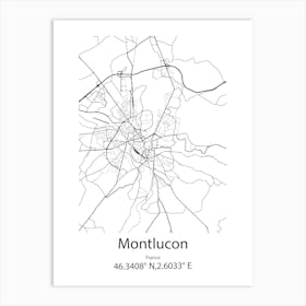 Montlucon,France Minimalist Map Art Print