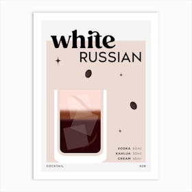 White Russian in Beige Cocktail Recipe Art Print