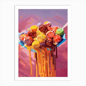 Meatballs Pasta Spaguetti Oil Painting 2 Art Print