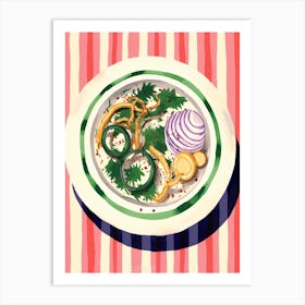 A Plate Of Shawarma, Top View Food Illustration 1 Art Print