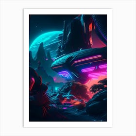 Exploration Neon Nights Space Art Print