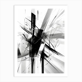 Quantum Entanglement Abstract Black And White 9 Art Print