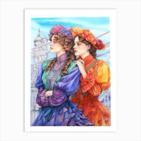 Titanic Ladies Colour Sketch 3 Art Print