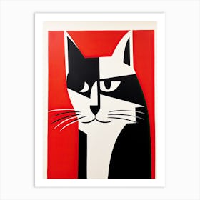 Geometry of Cat's Meow: Minimalist Cubist Elegance Art Print