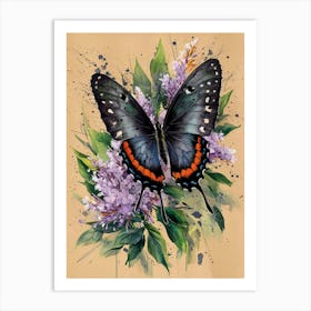 Butterfly On Lila Art Print