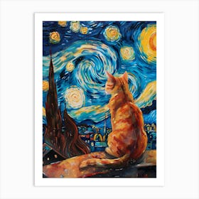 Starry Night Cat 7 Art Print