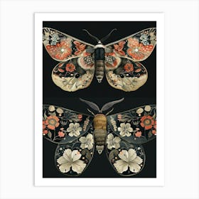 Night Butterflies William Morris Style 3 Art Print