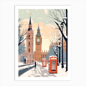 Vintage Winter Travel Illustration London United Kingdom 3 Art Print