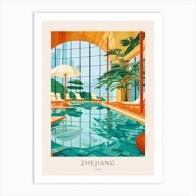 Zhejiang China Midcentury Modern Pool Poster Art Print