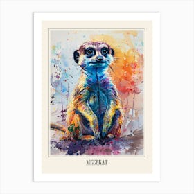 Meerkat Colourful Watercolour 4 Poster Art Print