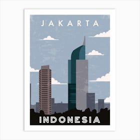 Jakarta, Indonesia — Retro travel minimalist poster Art Print