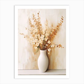 Snapdragon, Autumn Fall Flowers Sitting In A White Vase, Farmhouse Style 4 Art Print