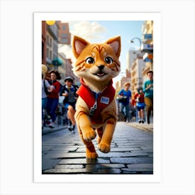 Puppy In Running Race Art Print