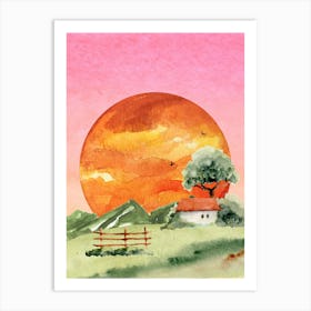 Watercolor Of A Sunset 1 Art Print