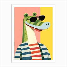 Little Crocodile 3 Wearing Sunglasses Art Print