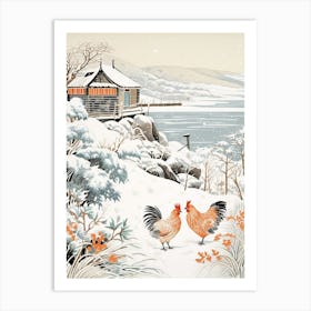 Winter Bird Painting Chicken 3 Art Print