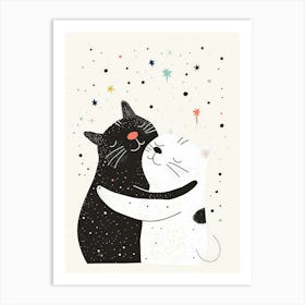 Two Cats Hugging Art Print